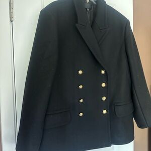 Nili Lotan Soft Wool XL Brand New with tags Black Coat with Gold Accent